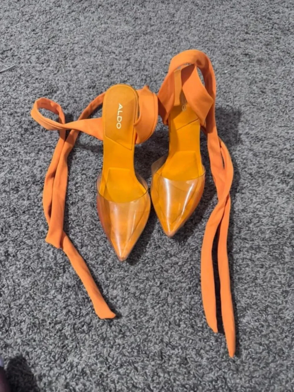 ALDO Orange Lace-Up Pointed Toe Stiletto Heels